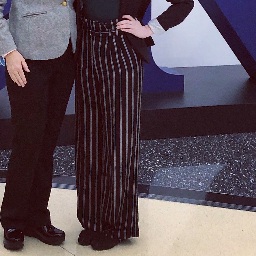 Express Black and White Striped Wide Leg Pants